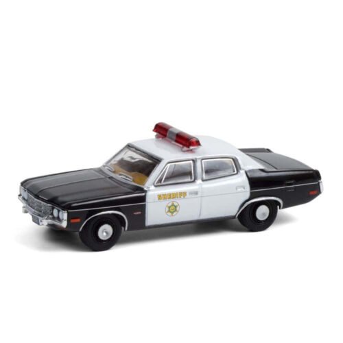 Miniatura coche AMC Matador Los Angeles County Sheriff California blanco y negro película 60 segundos a escala 1/64 Greenlight