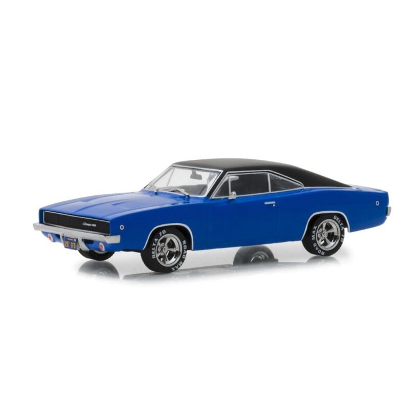 Miniatura coche Dodge Charger 1968 azul Dennis Guilder de la película Christine a escala 1/43 Greenlight