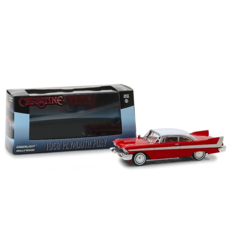 Plymouth Fury 1959 rojo de la película Christine a escala 1/43 en embalaje de urna con soporte Greenlight