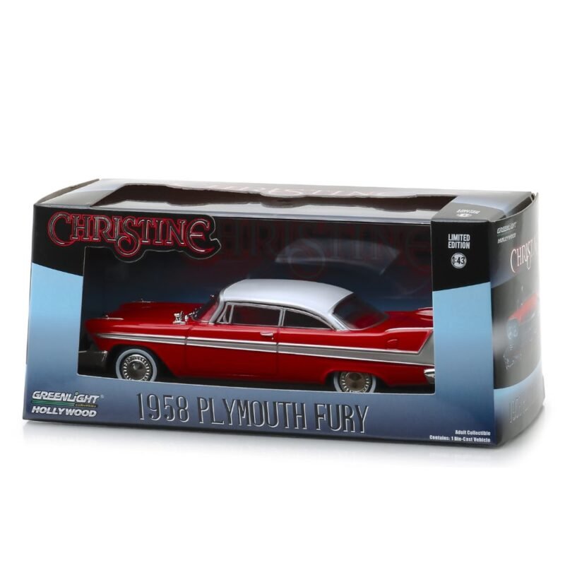 Plymouth Fury 1959 rojo de la película Christine a escala 1/43 en embalaje de urna con soporte Greenlight