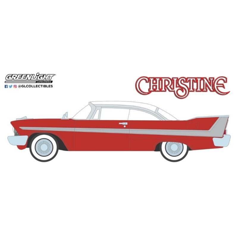 Ilustración coche Plymouth Fury 1959 rojo de la película Christine Greenlight