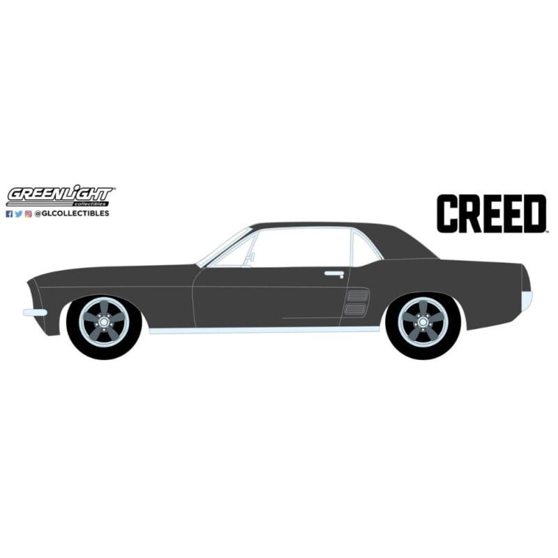 Ilustración coche Ford Mustang Coupe 1967 negro de la película Creed Greenlight