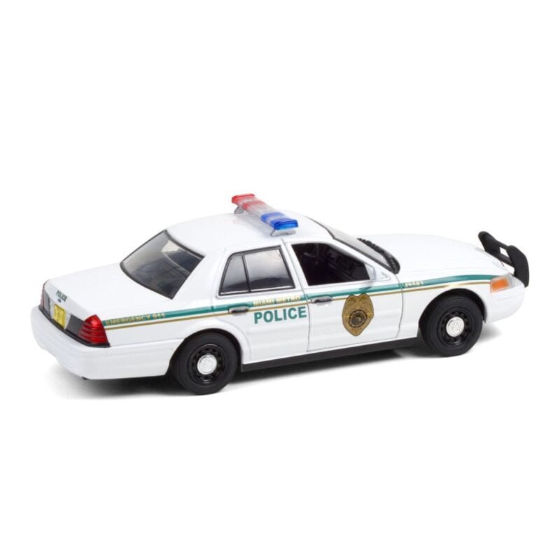 Miniatura coche de policía Ford Crown Victoria blanco - Policía Metropolitana de Miami de la serie Dexter a escala 1/43 Greenlight