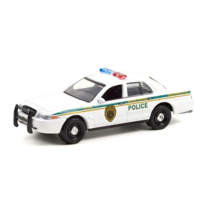 Miniatura coche de policía Ford Crown Victoria blanco - Policía Metropolitana de Miami de la serie Dexter a escala 1/64 Greenlight