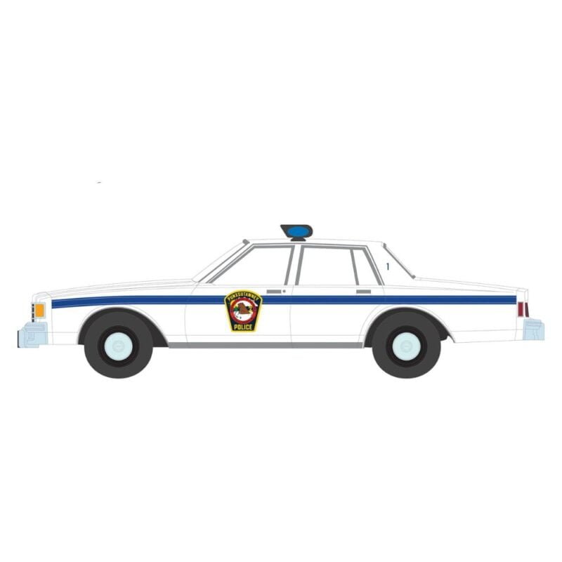 Ilustración coche policía Chevrolet Caprice 1980 Punxsutawney Police de la película El día de la marmota Greenlight