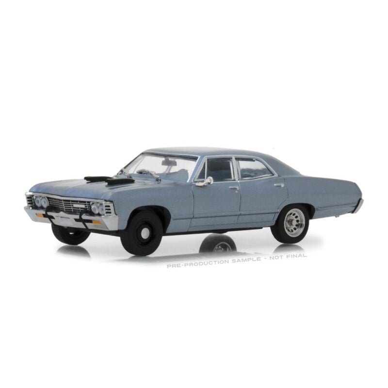 Miniatura coche Chevrolet Impala Sedan 1967 azul de la serie El Equipo A a escala 1/43 Greenlight