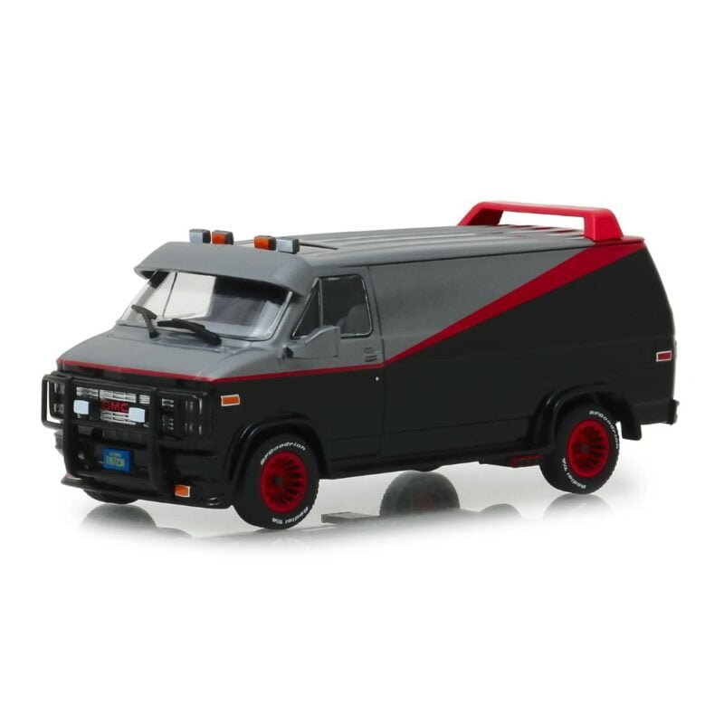 Miniatura furgoneta GMC Vandura 1983 negra de la serie El Equipo A a escala 1/43 Greenlight