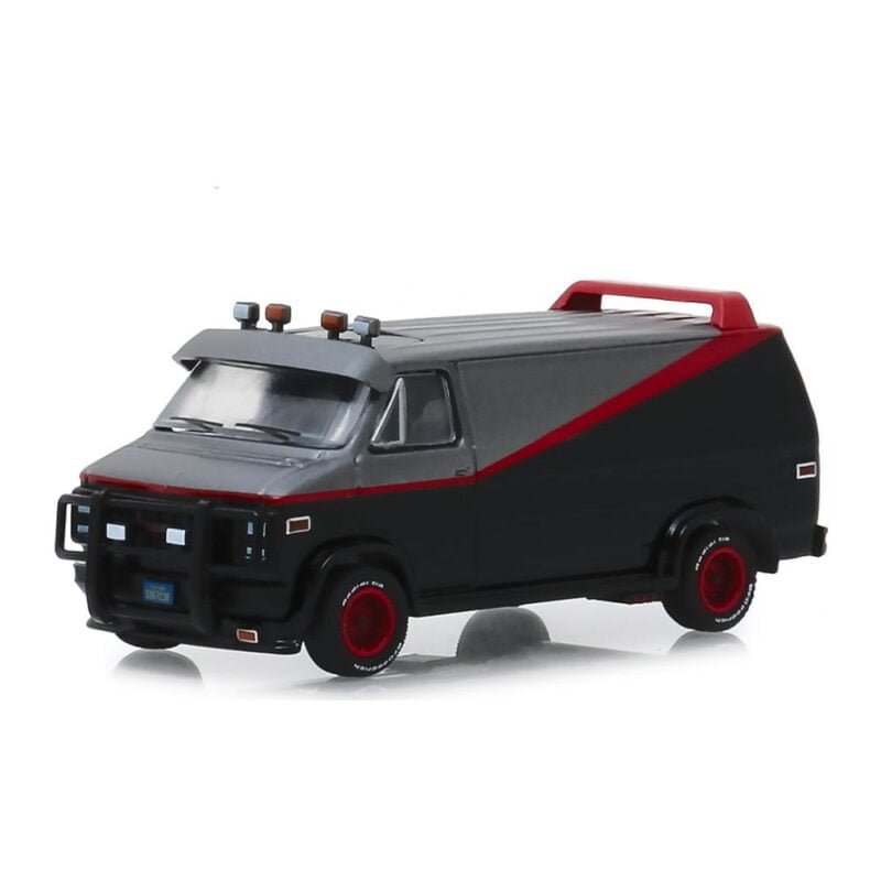 Miniatura furgoneta GMC Vandura 1983 negra de la serie El Equipo A a escala 1/64 Greenlight