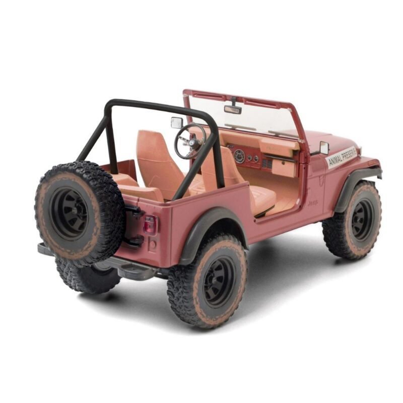 Miniatura coche Jeep CJ-7 1983 rojo Animal Preserve de la serie El Equipo A a escala 1/18 Greenlight lateral trasero