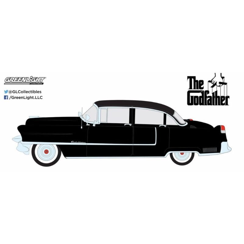 Ilustración coche Cadillac Fleetwood Serie 60 1955 negro de la película El Padrino Greenlight