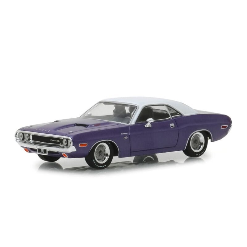 Coche Dodge Challenger R/T 1970 morado de la serie Graveyard Carz a escala 1/43 Greenlight