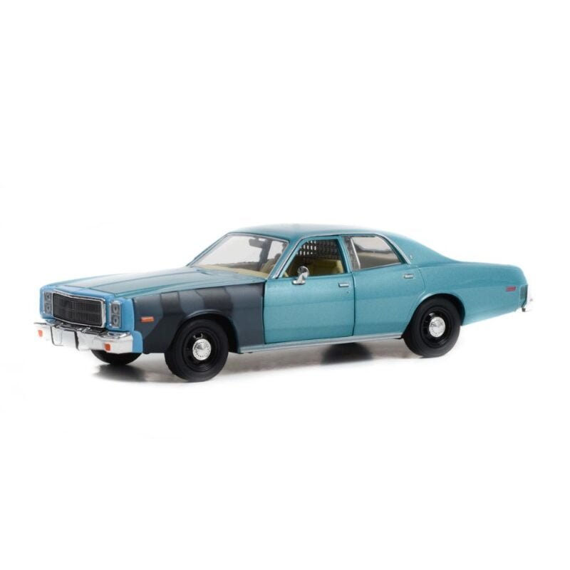 Miniatura coche Plymouth Fury 1977 azul de la serie Hunter a escala 1/24 Greenlight