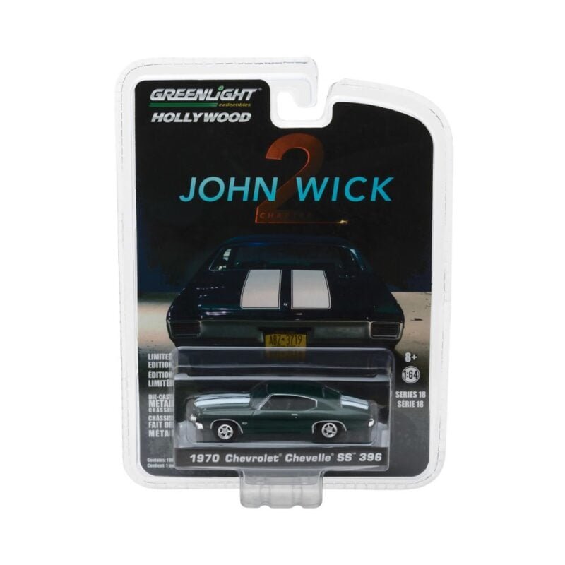 Miniatura coche Chevrolet Chevelle SS 396 1070 verde de la película John Wick 2 a escala 1/64 Greenlight