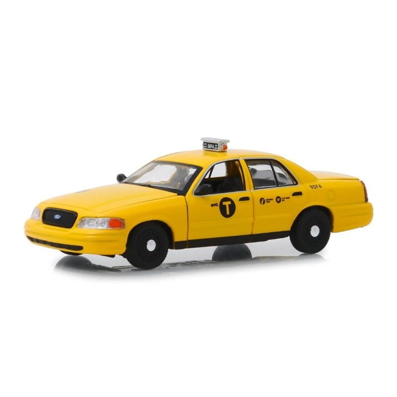 Miniatura coche Ford Crown Victoria Taxi 2008 amarillo de la película John Wick 2 a escala 1/43 Greenlight