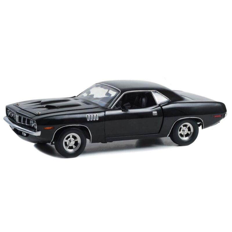 Miniatura coche Plymouth Cuda negro de la película John Wick 4 a escala 1/18 Greenlight