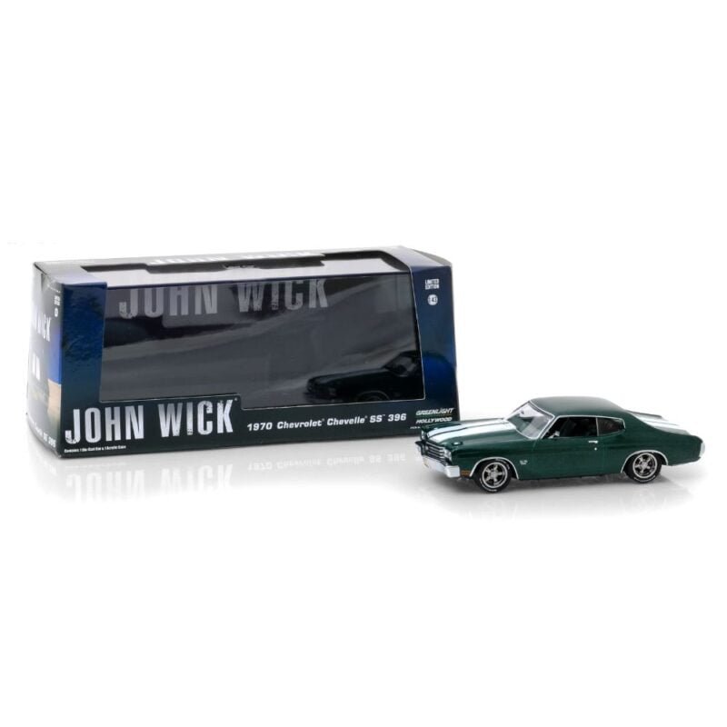 Miniatura coche Chevrolet Chevelle SS 396 1070 verde de la película John Wick 2 a escala 1/43 Greenlight