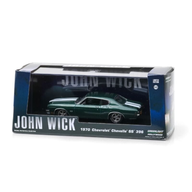 Miniatura coche Chevrolet Chevelle SS 396 1070 verde de la película John Wick 2 a escala 1/43 Greenlight