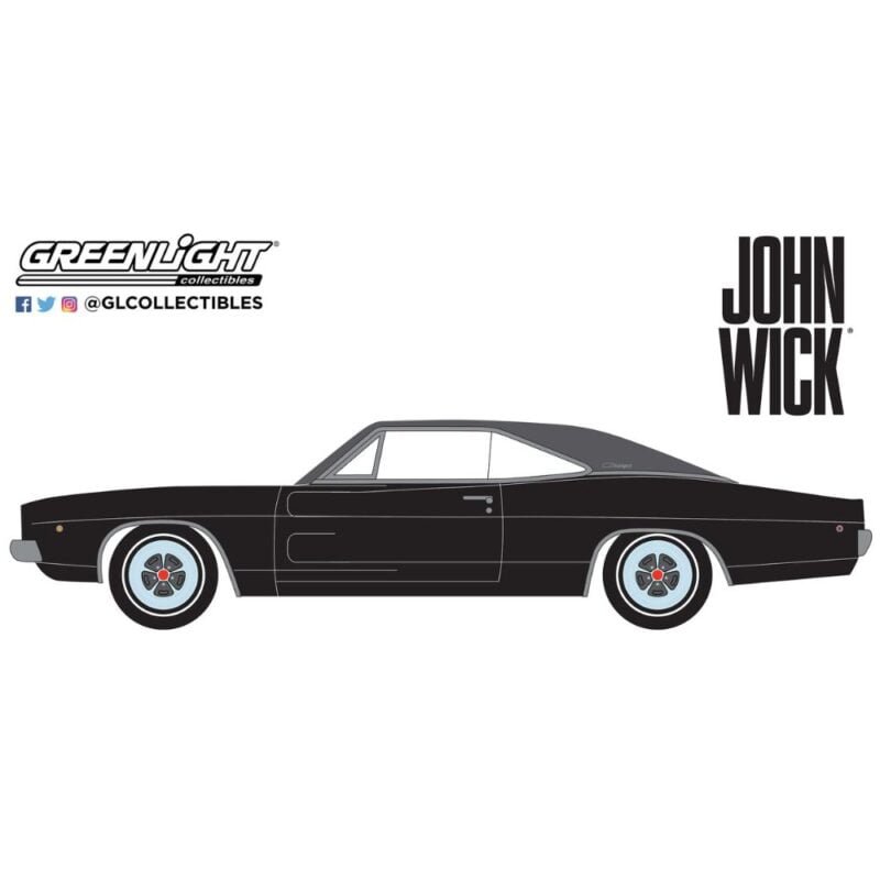 Ilustración coche Dodge Charger R/T 2014 negro de la película John Wick Greenlight