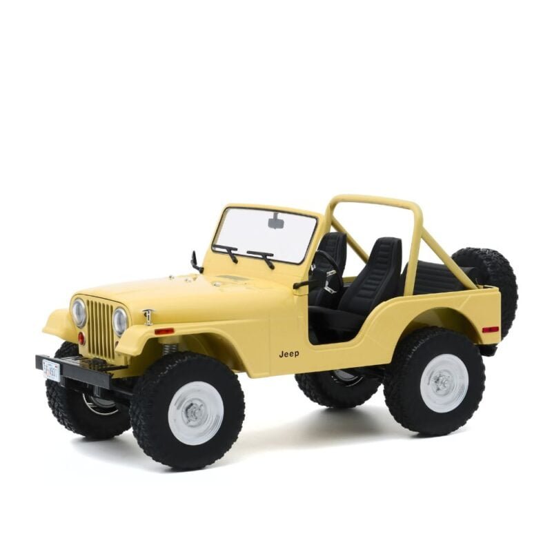 Miniatura coche todoterreno Jeep CJ-5 1980 amarillo de la serie Los Ángeles de Charlie a escala 1/18 Greenlight