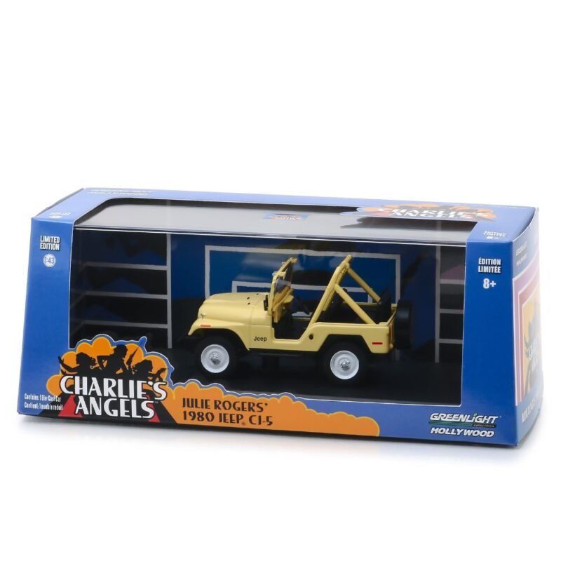 Miniatura coche todoterreno Jeep CJ-5 1980 amarillo de la serie Los Ángeles de Charlie a escala 1/43 Greenlight