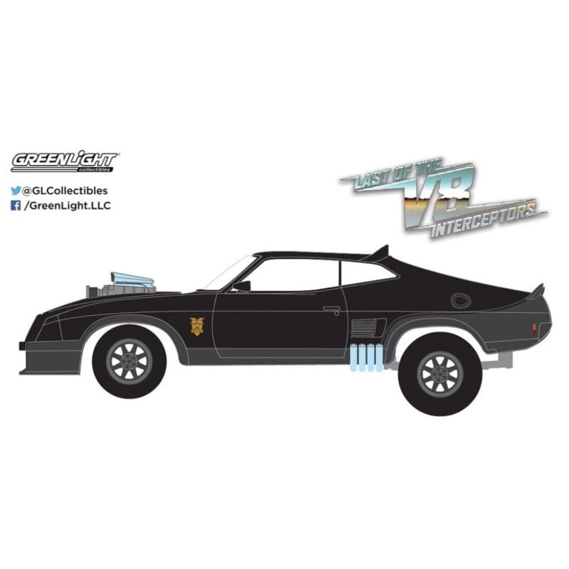 Ilustración coche Ford Falcon XB V8 1979 Interceptor negro de la película Mad Max Greenlight