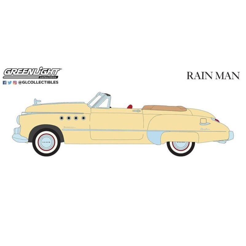 Ilustración coche Buick Roadmaster 1949 beige película Rain Man Greenlight