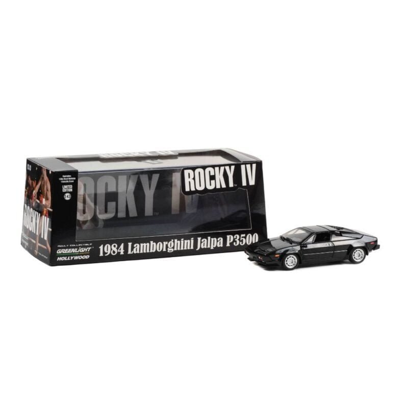 Miniatura coche Lamborghini Jalpa P3500 película Rocky 4 a escala 1/43 Greenlight en embalaje de urna con soporte Greenlight en embalaje de urna con soporte Greenlight