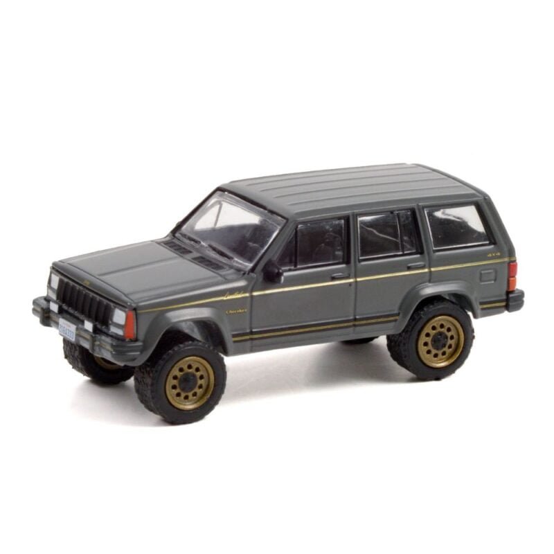 Miniatura coche todoterreno gris Jeep Cherokee Limited 1988 de la serie Beverly Hills 90210 a escala 1/64 Greenlight