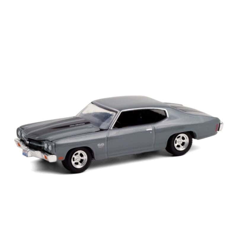 Miniatura coche gris con rayas negras Chevrolet Chevelle SS 1970 de la serie Érase una vez a escala 1/64 Greenlight