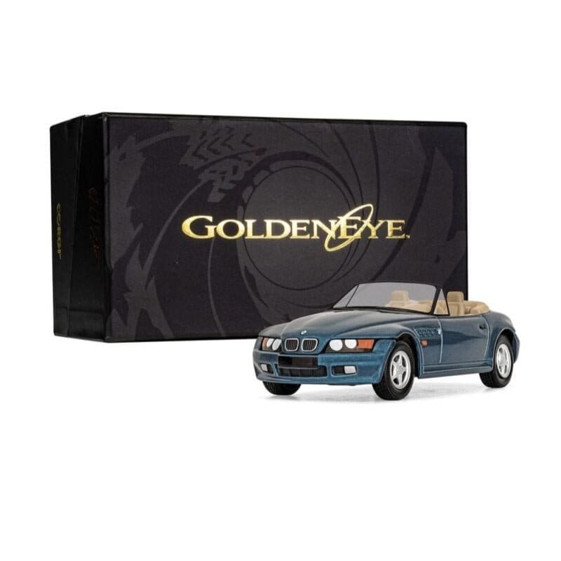 Miniatura coche descapotable azul BMW Z3 E36/7 conducido por James Bond 007 en la película GoldenEye a escala 1/36 Corgi con estuche de cartón