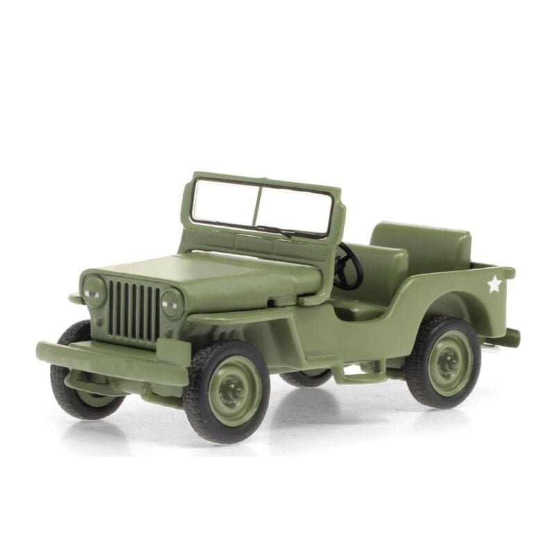 Miniatura coche todoterreno ejército verde militar Jeep Willys CJ2A 1949 de la serie MASH a escala 1/43 Greenlight