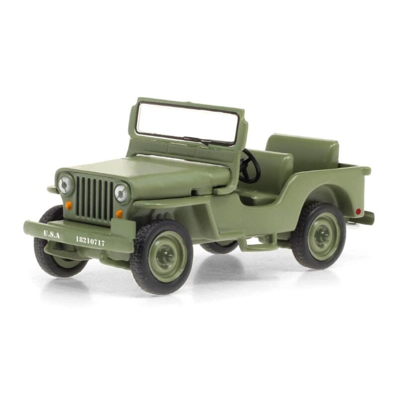 Miniatura coche todoterreno ejército verde militar Jeep Willys M38 1950 de la serie MASH a escala 1/43 Greenlight