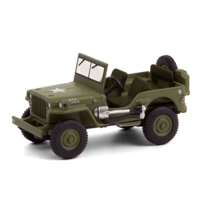 Miniatura coche todoterreno ejército verde militar Jeep Willys MB 1942 de la serie MASH a escala 1/64 Greenlight