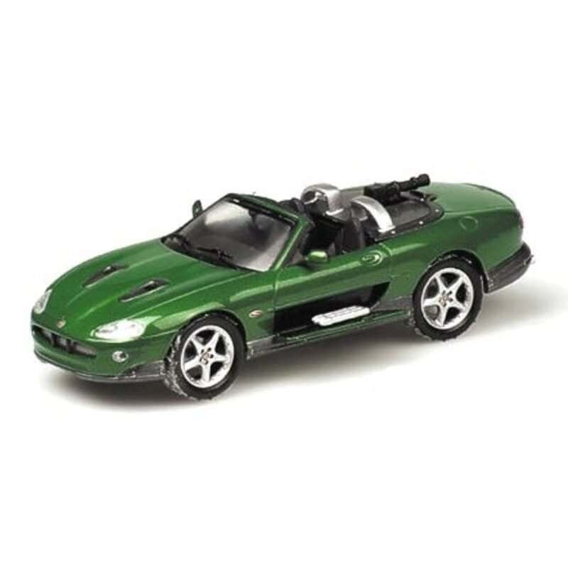 Miniatura coche descapotable verde Jaguar XKR conducido por Zao en la película Muere otro día (James Bond 007) a escala 1/43 Minichamps