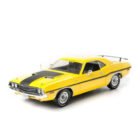 Miniatura coche Dodge Challenger 1970 amarillo con raya negra de la serie NCIS a escala 1/18 Greenlight