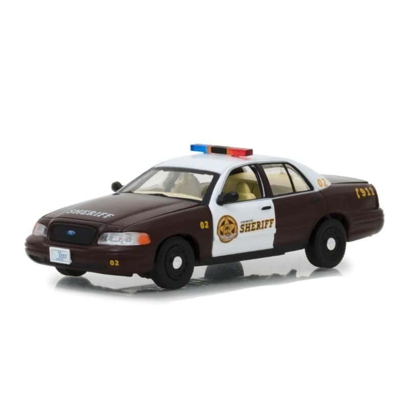 Miniatura coche de policía blanco y marrón Ford Crown Victoria 2005 Police Interceptor de la serie Érase una vez a escala 1/43 Greenlight