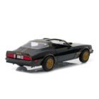 Miniatura coche Pontiac Trans Am 1977 negro con gráficos dorados de la película Smokey and the Bandit a escala 1/24 Greenlight