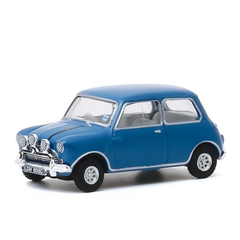 Miniatura coche azul Mini Cooper Austin S 1275 MKI de la película The Italian Job (1969) a escala 1/64 Greenlight