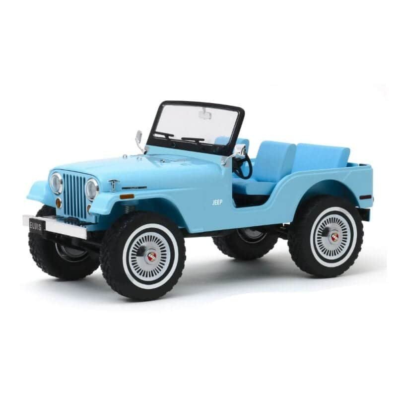 Miniatura coche todoterreno descapotable azul Jeep CJ-5 conducido por Elvis en la película Tickle Me a escala 1/18 Greenlight