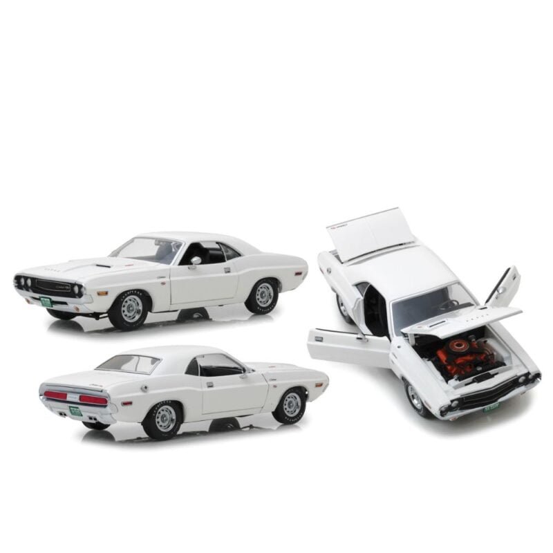 Miniatura coche blanco Dodge Challenger R/T 1971 de la película Vanishing Point a escala 1/18 Greenlight