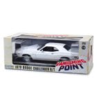Miniatura coche blanco Dodge Challenger R/T 1971 de la película Vanishing Point a escala 1/18 Greenlight con caja de cartón expositora