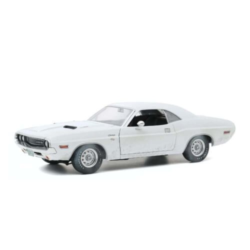Miniatura coche blanco Dodge Challenger R/T 1971 sucio de la película Vanishing Point a escala 1/18 Greenlight