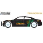 Ilustración coche de policía negro Dodge Charger Pursuit 2011 County Sheriff de la serie Yellowstone Greenlight