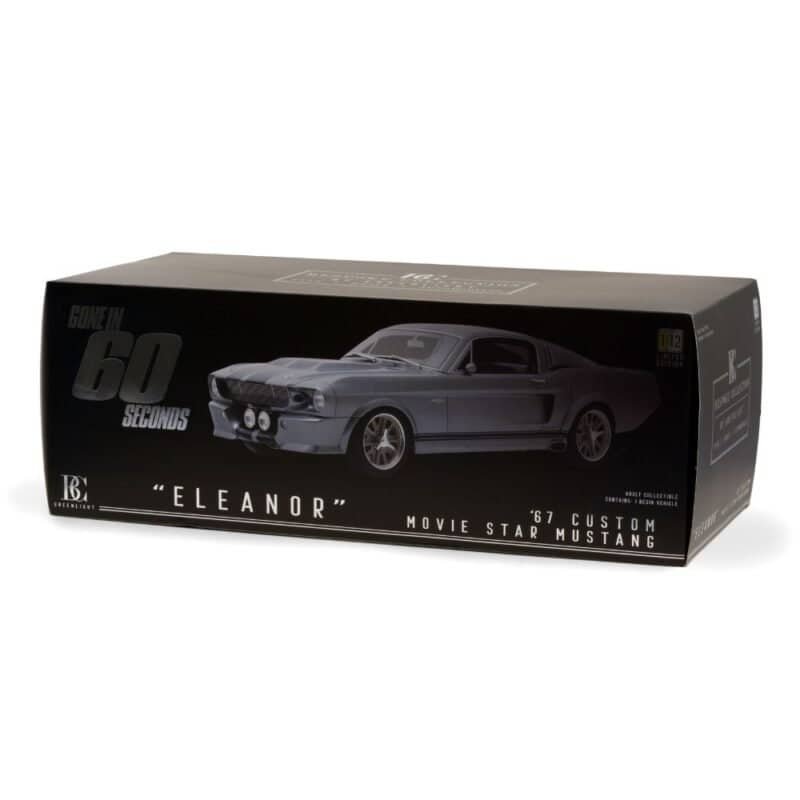 Miniatura coche Ford Mustang Eleanor 1967 gris película 60 segundos a escala 1/12 Greenlight