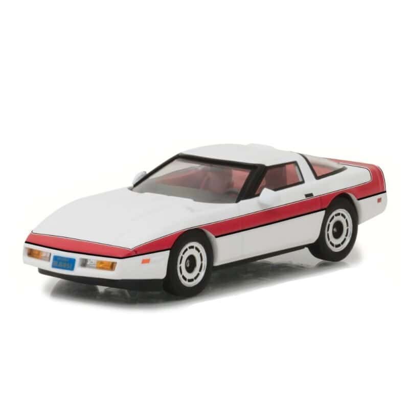 Coche Chevrolet Corvette C4 blanco y rojo de la serie El Equipo a escala 1/43 Greenlight