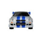 Miniatura coche gris y azul Nissan Skyline BNR34 GT-R de la película Fast & Furious 2 a escala 1/64 Tomica