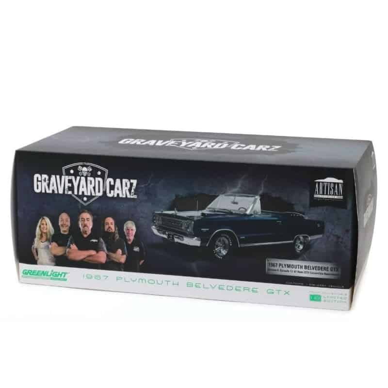 Coche descapotable Plymouth Belvedere 1967 azul de la serie Graveyard Carz a escala 1/18 Greenlight