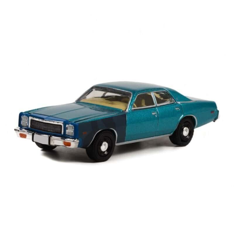 Miniatura coche Plymouth Fury 1977 azul de la serie Hunter a escala 1/64 Greenlight