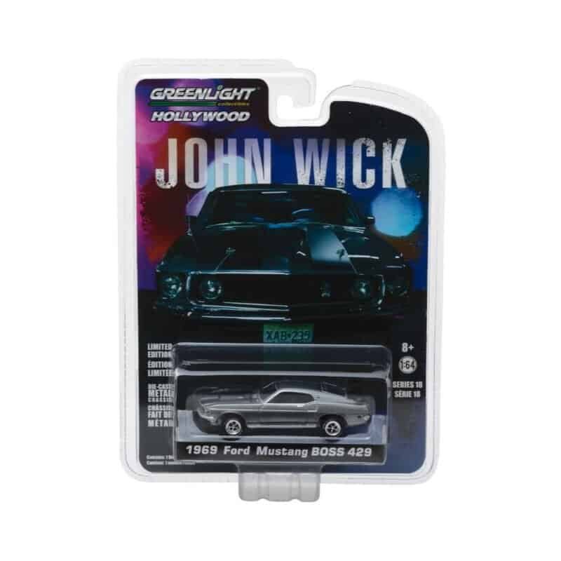 Miniatura coche Ford Mustang Boss 429 1969 gris de la película John Wick a escala 1/64 Greenlight