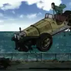 Coche descapotable amarillo Mercedes Benz SSK 1928 de la serie Lupin III